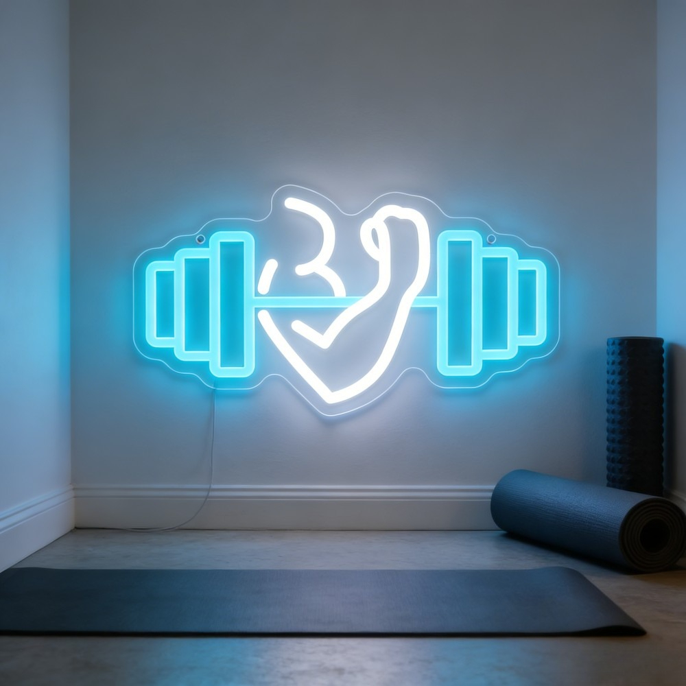 Home Gym Neon Sign - 이두근 덤벨 네온사인 LED 벽 장식,