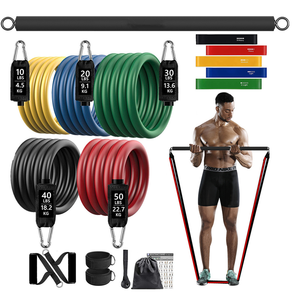 Home Gym Equipment Set - 150lb 피트니스 부티 저항 탄성 밴드