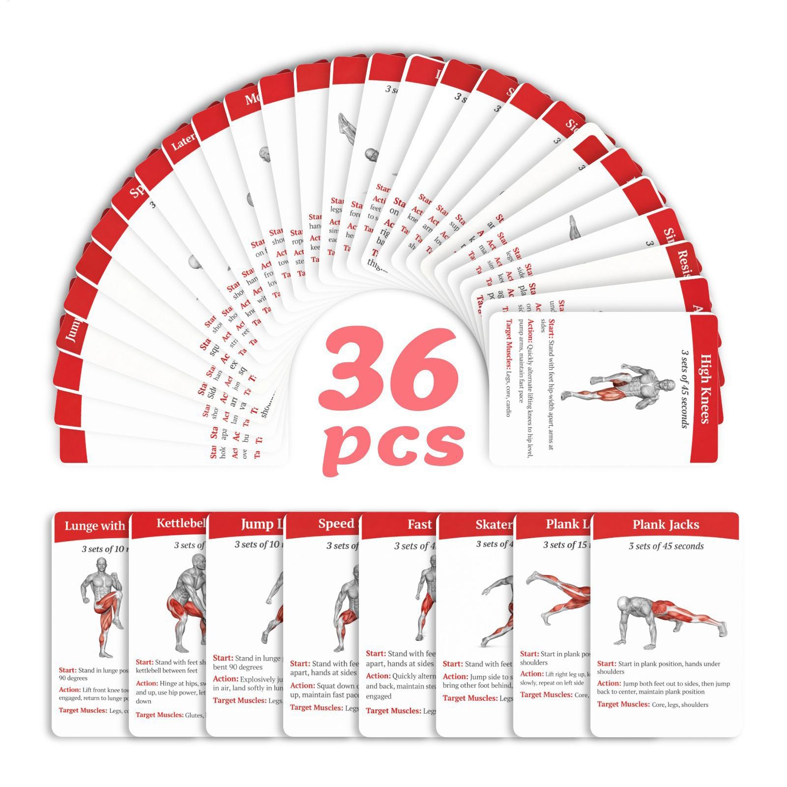 운동 카드 운동 데크 36개 휴대용 피트니스 트레이닝  - Home Gym Equipment Set 리뷰 및 가격