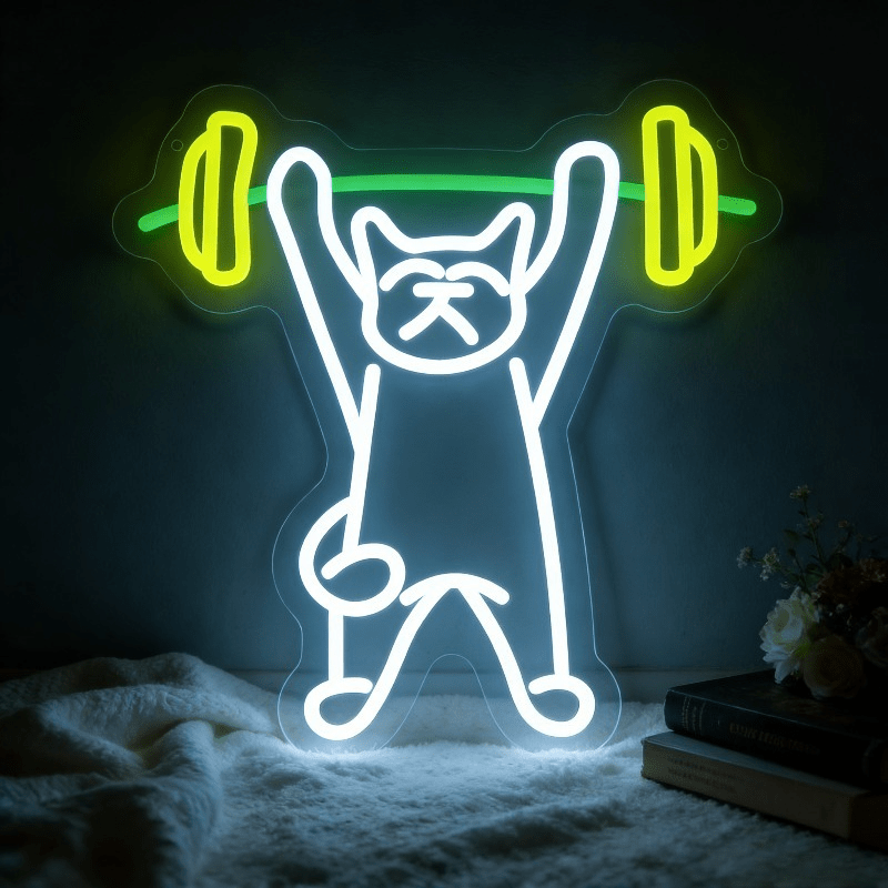 고양이 역도 네온사인 LED 야간 조명 USB 전원 헬 - Home Gym Neon Sign 리뷰 및 가격