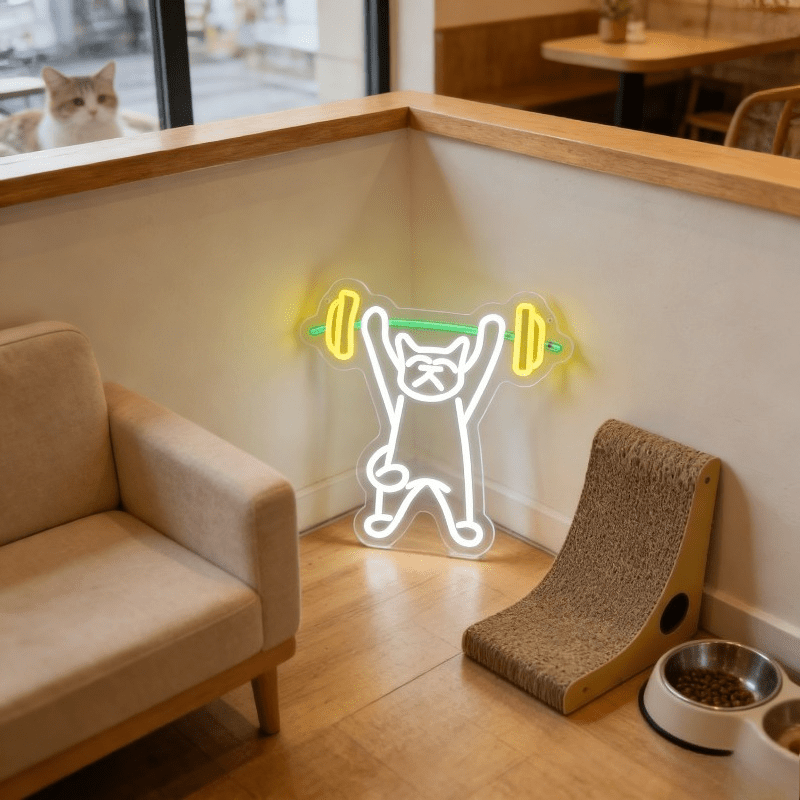 고양이 역도 네온사인 LED 야간 조명 USB 전원 헬 - Home Gym Neon Sign 리뷰 및 가격