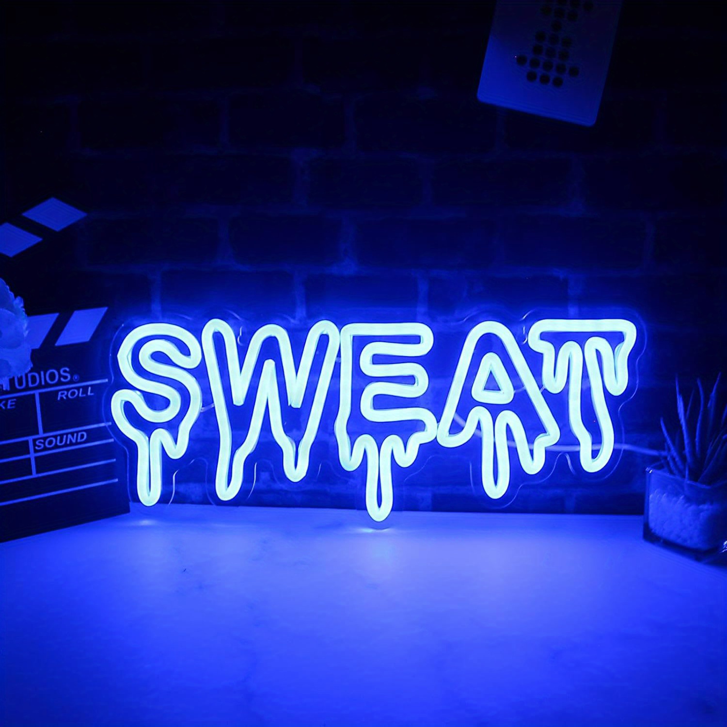 땀 흘리는 글꼴의 블루 LED 네온사인, 헬스장 운동  - Home Gym Neon Sign 리뷰 및 가격