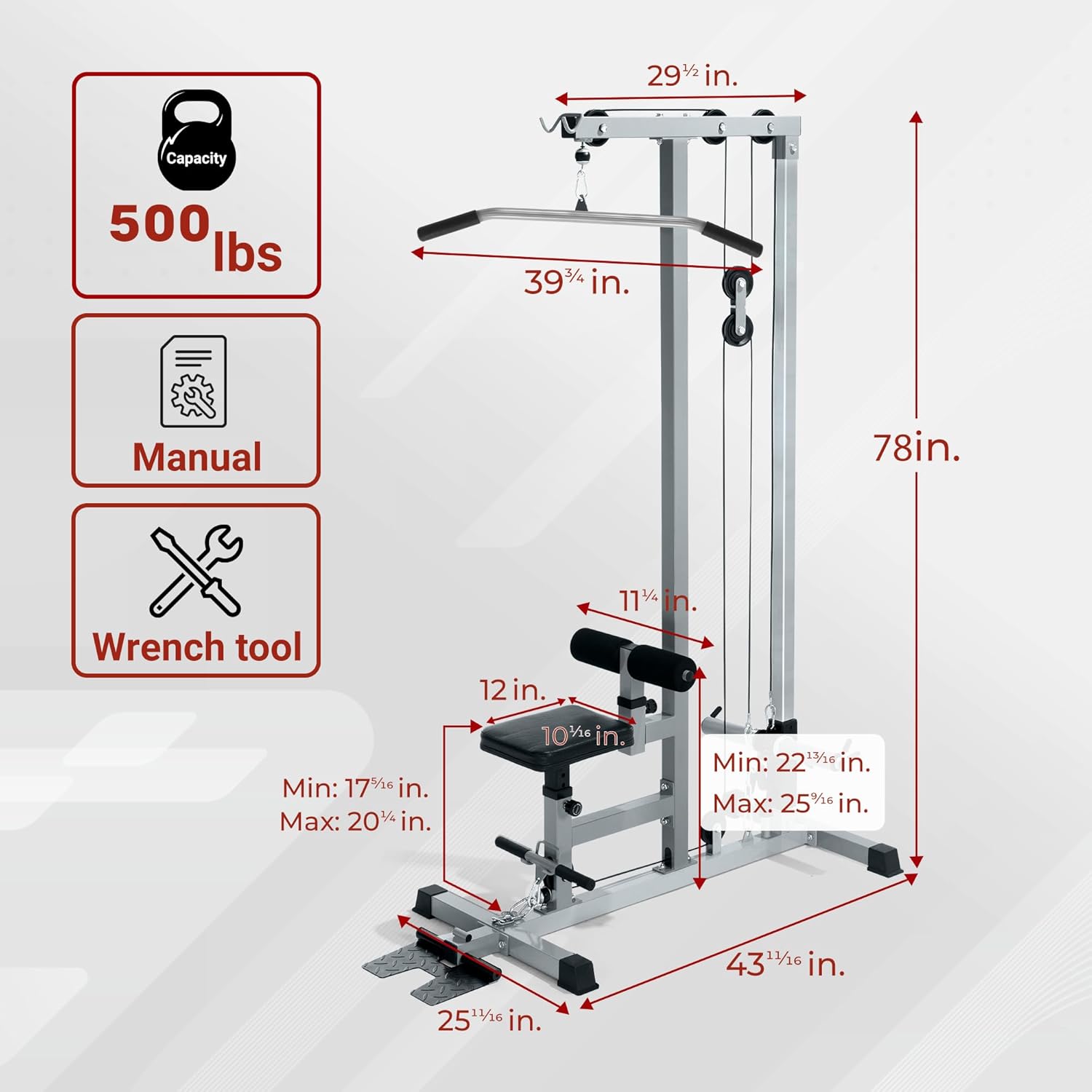 피트니스 짐, 견고한 금속, 실버, 추가 풀리 케이블이 - Lat Pulldown Cable 리뷰 및 가격