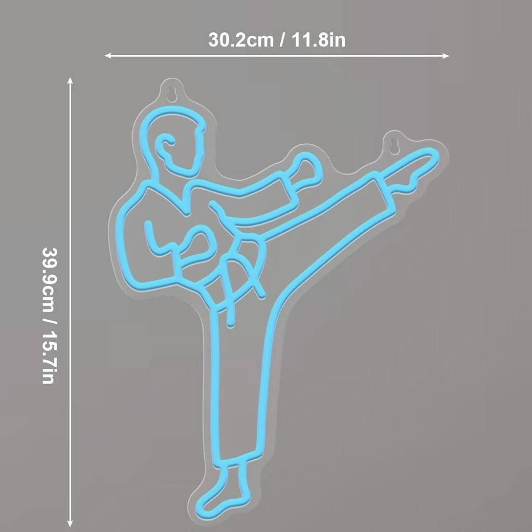 가라테맨 네온사인, 파란색 LED 벽 장식, USB 전 - Home Gym Neon Sign 리뷰 및 가격