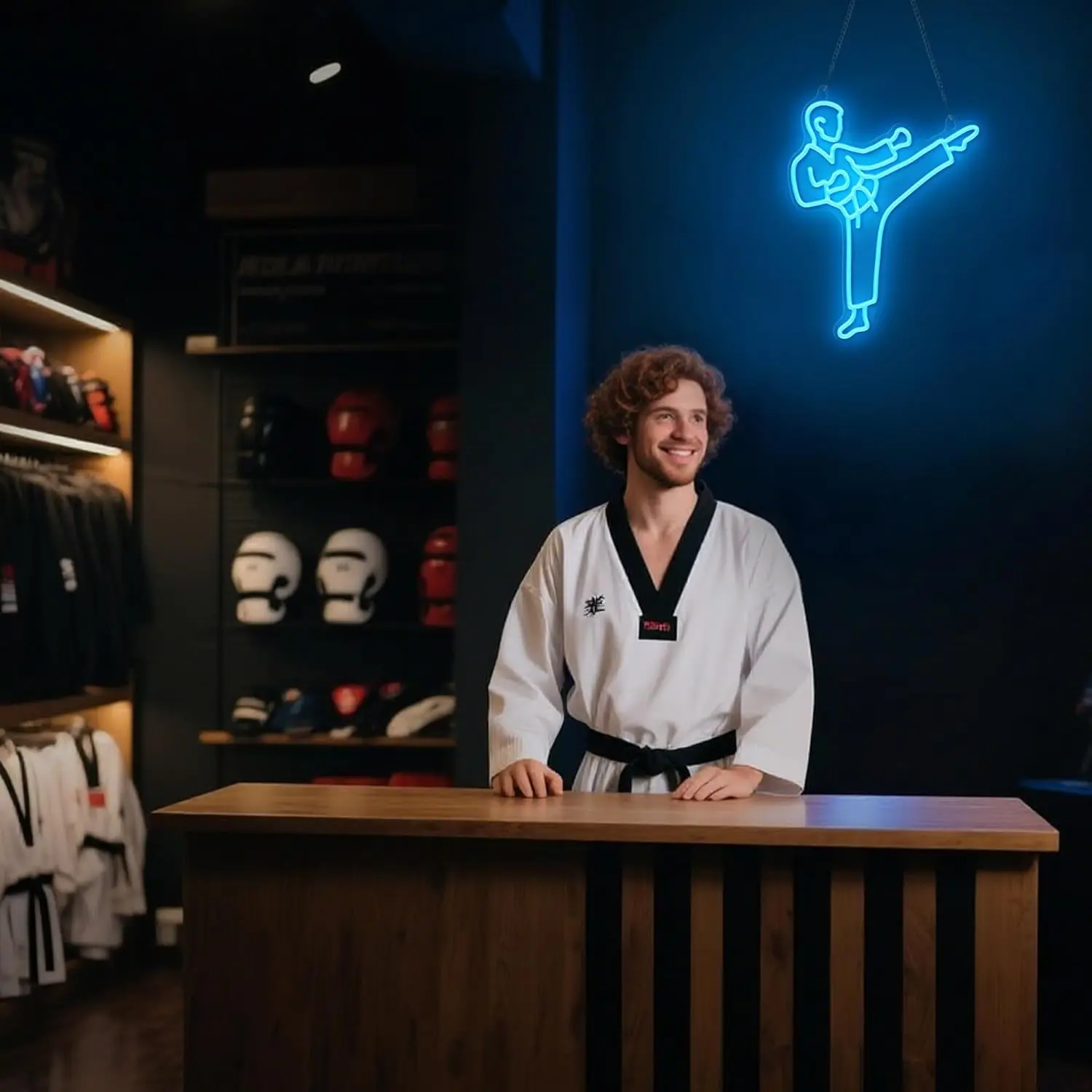 가라테맨 네온사인, 파란색 LED 벽 장식, USB 전 - Home Gym Neon Sign 리뷰 및 가격